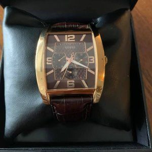 GUESS Men’s Leather Strap Watch